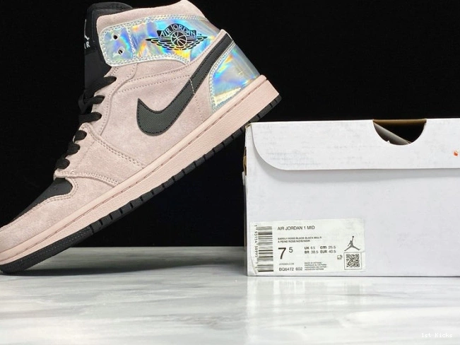 1st Kicks Shoes Powder 1 BQ6472-602 Air Jordan Dirty (W) Iridescent Mid 0804
